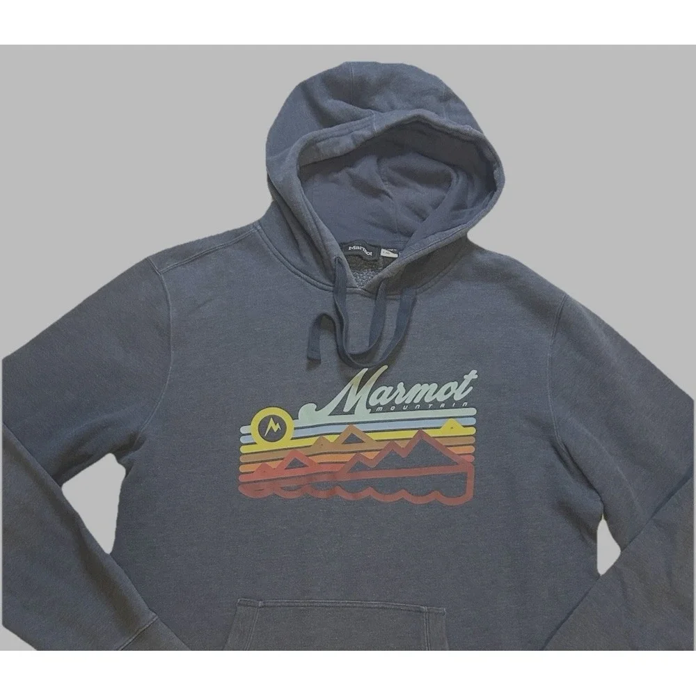 Marmot - Men's - Medium- Blue Mountain Graphic- Hoodie - Blue Gray